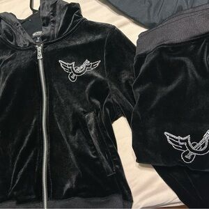 True Religion Black Velour Tracksuit
